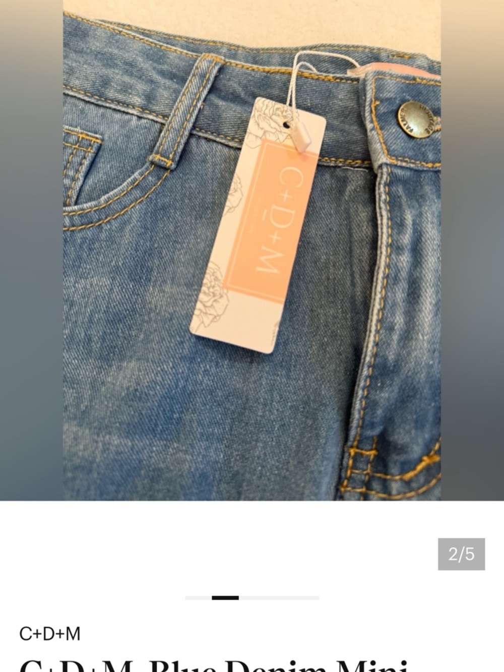 WHOLE OUTFIT SIZE LARGE. Love tree Women's Ribbed Pink crop and NEW denim skirt. - Picture 9 of 10